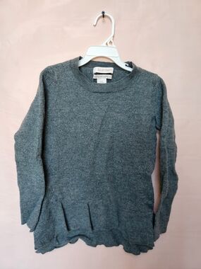 Ellen Tracy 100% Wool Girls Long Sleeve Heathered Grey Top